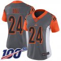 Wholesale Cheap Nike Bengals #24 Vonn Bell Silver Women's Stitched NFL Limited Inverted Legend 100th Season Jersey