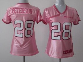 Wholesale Cheap Nike Vikings #28 Adrian Peterson New Pink Women\'s Be Luv\'d Stitched NFL Elite Jersey
