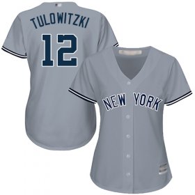 Wholesale Cheap Yankees #12 Troy Tulowitzki Grey Road Women\'s Stitched MLB Jersey