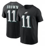 Wholesale Cheap Men's Philadelphia Eagles #11 A. J. Brown 2022 Black Name & Number T-Shirt