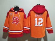 Wholesale Cheap Men's Tampa Bay Buccaneers #12 Tom Brady Orange Red Ageless Must-Have Lace-Up Pullover Hoodie