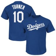 Wholesale Cheap Los Angeles Dodgers #10 Justin Turner Majestic Official Name & Number T-Shirt Royal