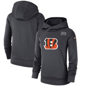 Wholesale Cheap Women\'s Cincinnati Bengals Nike Anthracite Crucial Catch Performance Pullover Hoodie