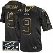 Wholesale Cheap Nike Saints #9 Drew Brees Lights Out Black Men's Stitched NFL Elite Autographed Jersey