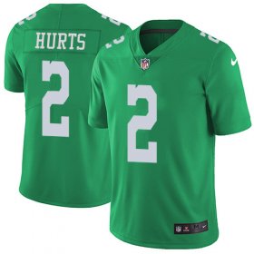 Wholesale Cheap Nike Eagles #2 Jalen Hurts Green Men\'s Stitched NFL Limited Rush Jersey
