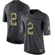 Wholesale Cheap Nike Eagles #2 Jalen Hurts Black Youth Stitched NFL Limited 2016 Salute to Service Jersey