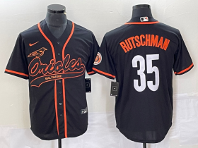 Wholesale Cheap Men\'s Baltimore Orioles #35 Adley Rutschman Black Cool Base Stitched Baseball Jersey