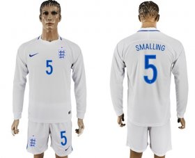 Wholesale Cheap England #5 Smalling Home Long Sleeves Soccer Country Jersey