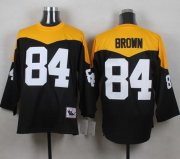 Wholesale Cheap Mitchell And Ness 1967 Steelers #84 Antonio Brown Black/Yelllow Throwback Men's Stitched NFL Jersey