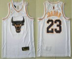 Wholesale Cheap Men's Chicago Bulls #23 Michael Jordan White Golden Nike Swingman Stitched NBA Jersey