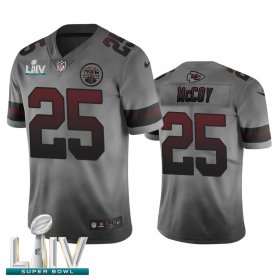 Wholesale Cheap Kansas City Chiefs #25 LeSean McCoy Smoky Gray Super Bowl LIV 2020 Men\'s Nike Vapor Limited City Edition NFL Jersey