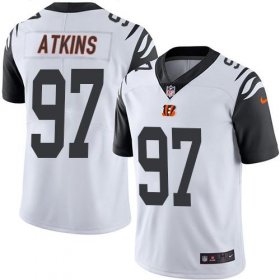Wholesale Cheap Nike Bengals #97 Geno Atkins White Men\'s Stitched NFL Limited Rush Jersey