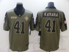 Wholesale Cheap Men\'s New Orleans Saints #41 Alvin Kamara Nike Olive 2021 Salute To Service Limited Player Jersey