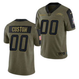 Wholesale Cheap Men\'s Olive Los Angeles Chargers ACTIVE PLAYER Custom 2021 Salute To Service Limited Stitched Jersey