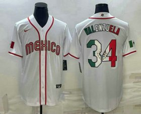 Cheap Men\'s Mexico Baseball #34 Fernando Valenzuela 2023 White World Classic Stitched Jersey