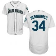 Wholesale Cheap Mariners #34 Felix Hernandez White Flexbase Authentic Collection Stitched MLB Jersey