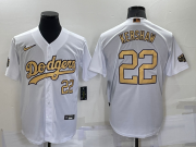 Wholesale Cheap Men's Los Angeles Dodgers #22 Clayton Kershaw Active Player White 2022 All-Star Cool Base Stitched Baseball Jersey