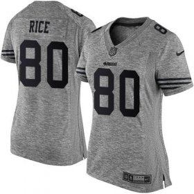 Wholesale Cheap Nike 49ers #80 Jerry Rice Gray Women\'s Stitched NFL Limited Gridiron Gray Jersey