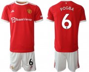 Wholesale Cheap Men 2021-2022 Club Manchester United home red 6 Adidas Soccer Jersey