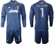 Wholesale Cheap Men 2020-2021 club Juventus away long sleeves 1 blue Soccer Jerseys1