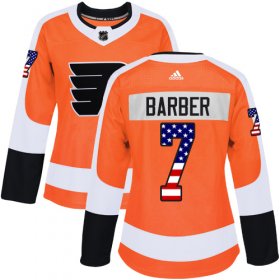 Wholesale Cheap Adidas Flyers #7 Bill Barber Orange Home Authentic USA Flag Women\'s Stitched NHL Jersey