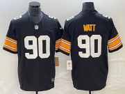 Wholesale Cheap Men's Pittsburgh Steelers #90 TJ Watt Black 2023 FUSE Vapor Limited Stitched Throwback Jersey