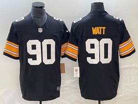 Wholesale Cheap Men\'s Pittsburgh Steelers #90 TJ Watt Black 2023 FUSE Vapor Limited Stitched Throwback Jersey