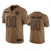 Wholesale Cheap Men's Detroit Lions Active Player Custom 2023 Brown Salute To Service Limited Football Stitched Jersey