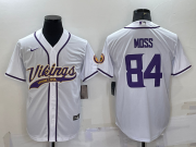 Wholesale Cheap Men's Minnesota Vikings #84 Randy Moss White With Patch Cool Base Stitched Baseball Jersey