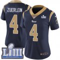 Wholesale Cheap Nike Rams #4 Greg Zuerlein Navy Blue Team Color Super Bowl LIII Bound Women's Stitched NFL Vapor Untouchable Limited Jersey