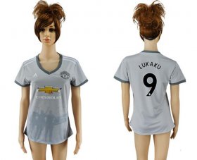 Wholesale Cheap Women\'s Manchester United #9 Lukaku Sec Away Soccer Club Jersey