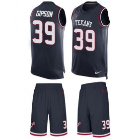 Wholesale Cheap Nike Texans #39 Tashaun Gipson Navy Blue Team Color Men\'s Stitched NFL Limited Tank Top Suit Jersey