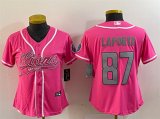 Cheap Women's Detroit Lions #87 Sam LaPorta Pink With Patch Cool Base Stitched Baseball Jersey(Run Small)