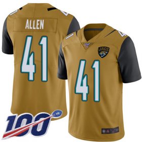 Wholesale Cheap Nike Jaguars #41 Josh Allen Gold Men\'s Stitched NFL Limited Rush 100th Season Jersey
