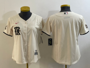 Wholesale Cheap Women's Texas Rangers Blank Cream 2023 City Connect Stitched Baseball Jersey