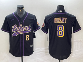 Cheap Men\'s Los Angeles Lakers #8 Kobe Bryant Black Cool Base Stitched Baseball Jerseys