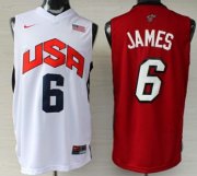 Wholesale Cheap Miami Heat/Team USA #6 LeBron James Revolution 30 Swingman White/Red Two Tone Jersey