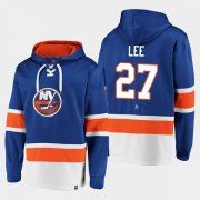 Wholesale Cheap Men's New York Islanders #27 Anders Lee Royal Ageless Must-Have Lace-Up Pullover Hoodie