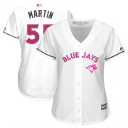 Wholesale Cheap Blue Jays #55 Russell Martin White Mother's Day Cool Base Women's Stitched MLB Jersey