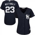 Wholesale Cheap Yankees #23 Don Mattingly Navy Blue Alternate Women's Stitched MLB Jersey