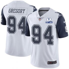Wholesale Cheap Nike Cowboys #94 Randy Gregory White Men\'s Stitched With Established In 1960 Patch NFL Limited Rush Jersey