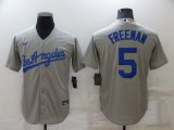 Wholesale Cheap Men's Los Angeles Dodgers #5 Freddie Freeman Grey Stitched MLB Cool Base Nike Jersey