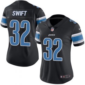 Wholesale Cheap Nike Lions #32 D\'Andre Swift Black Women\'s Stitched NFL Limited Rush Jersey