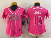 Wholesale Cheap Women's New England Patriots #10 Mac Jones Pink With Patch Cool Base Stitched Baseball Jersey