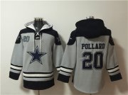 Cheap Men's Dallas Cowboys #20 Tony Pollard Gray Ageless Must-Have Lace-Up Pullover Hoodie