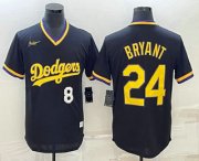 Cheap Mens Los Angeles Dodgers #8 #24 Kobe Bryant Number Black Stitched Pullover Throwback Nike Jersey