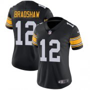 Wholesale Cheap Nike Steelers #12 Terry Bradshaw Black Alternate Women's Stitched NFL Vapor Untouchable Limited Jersey