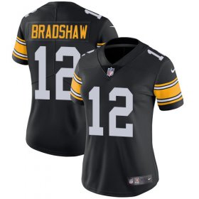 Wholesale Cheap Nike Steelers #12 Terry Bradshaw Black Alternate Women\'s Stitched NFL Vapor Untouchable Limited Jersey