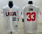Cheap Mens USA Baseball #33 Lance Lynn Number 2023 White World Baseball Classic Stitched Jersey