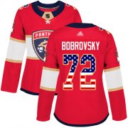 Wholesale Cheap Adidas Panthers #72 Sergei Bobrovsky Red Home Authentic USA Flag Women's Stitched NHL Jersey